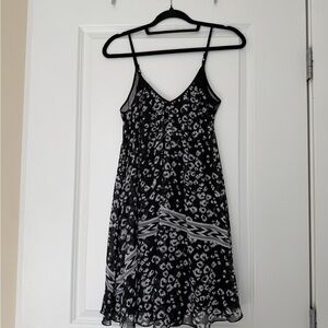 Express Black and White Printed Spaghetti Strap Dress